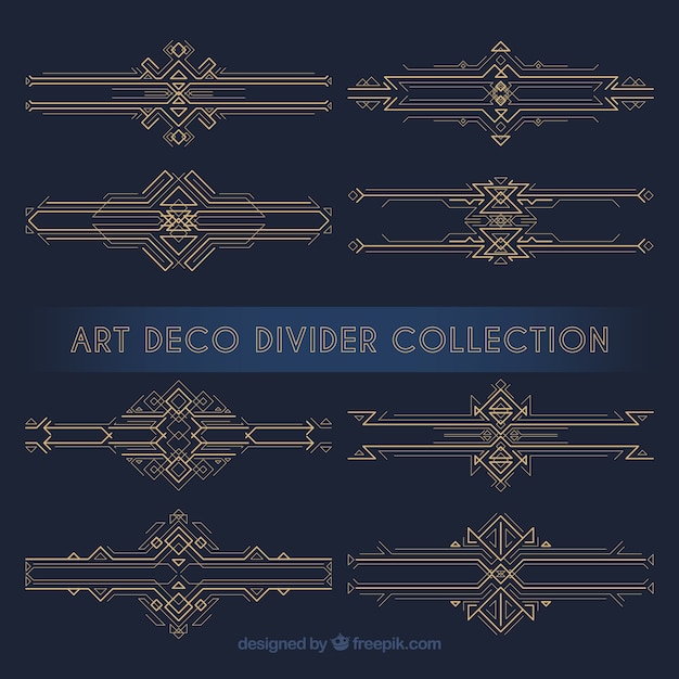 Vector gratuito colección de divisores en estilo arte deco