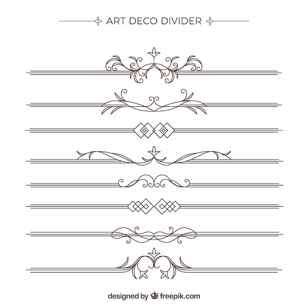 Colección de divisores en estilo arte deco