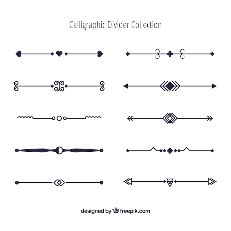 Vector gratuito colección de divisores en estilo caligráfico