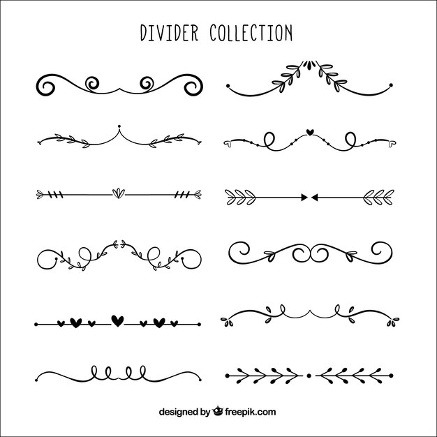 Colección de divisores en estilo hecho a mano