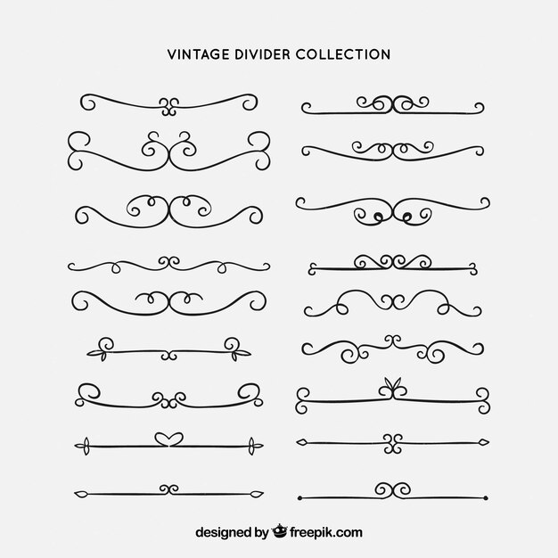 Colección de divisores en estilo vintage