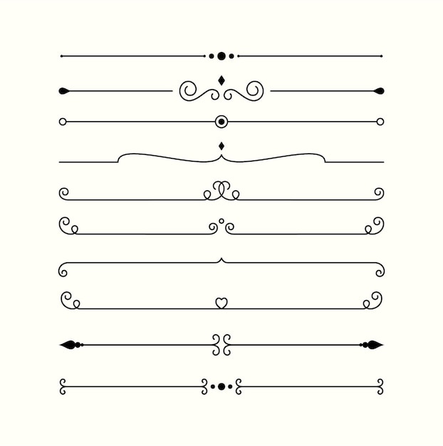 Colección de divisores de líneas ornamentales caligráficas