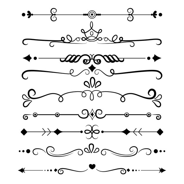 Colección de divisores ornamentales caligráficos