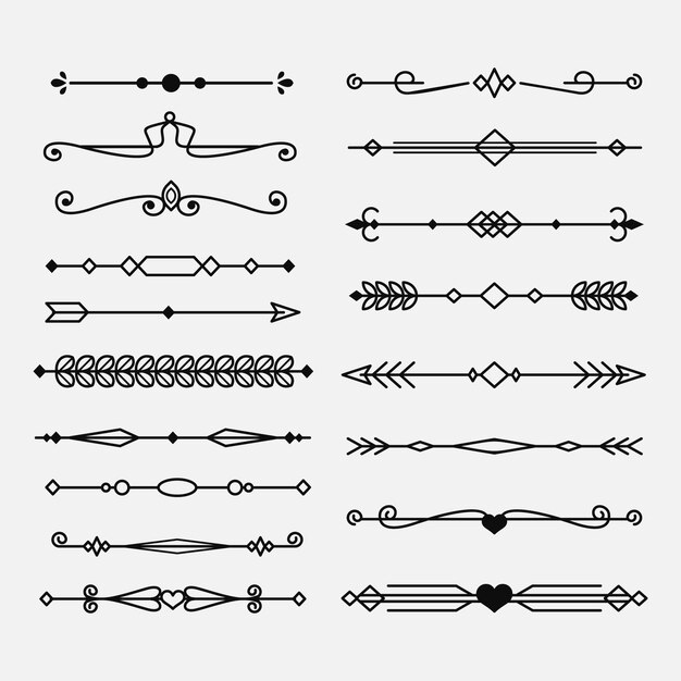 Colección de divisores ornamentales caligráficos
