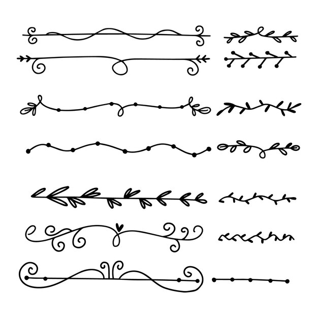 Colección de divisores ornamentales dibujados a mano