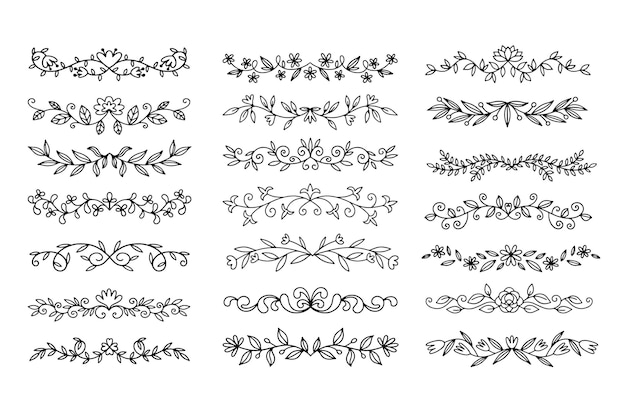 Colección de divisores ornamentales dibujados a mano