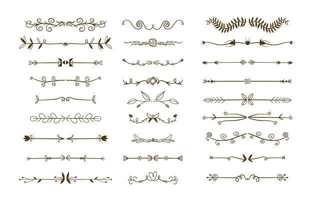 Colección de divisores ornamentales dibujados a mano
