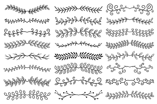 Colección de divisores ornamentales dibujados a mano