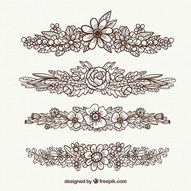 Colección de divisores con ornamentos florales