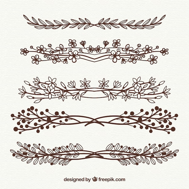 Vector gratuito colección de divisores con ornamentos florales