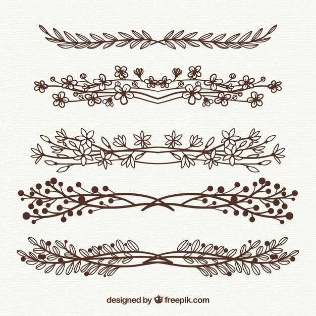 Colección de divisores con ornamentos florales