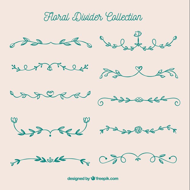 Colección de divisores con ornamentos florales