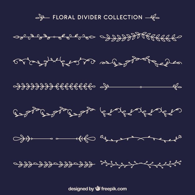 Colección de divisores con ornamentos florales