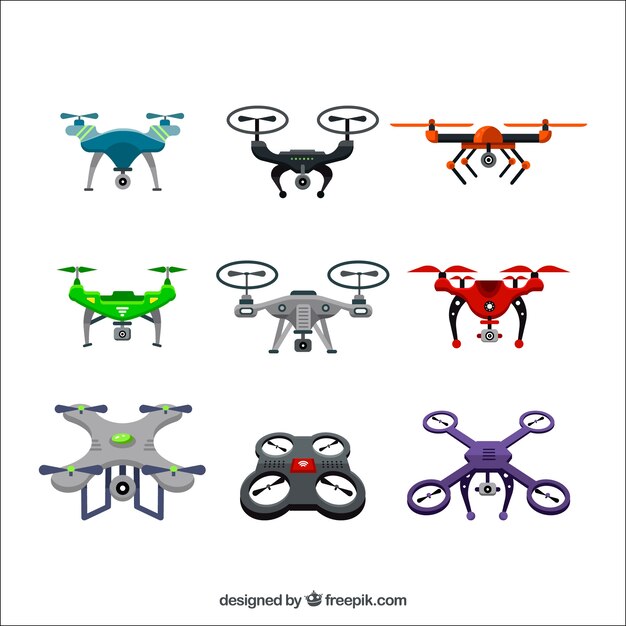 Colección de drones coloridos