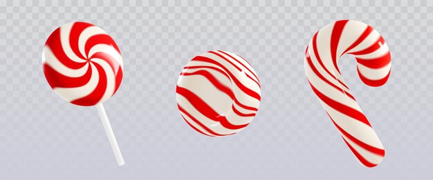 Colección de dulces en 3D con piruleta de menta