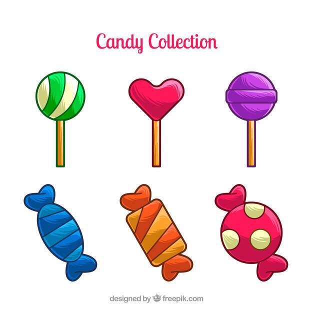 Colección de dulces coloridos en estilo hecho a mano