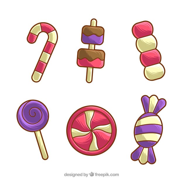 Colección de dulces coloridos en estilo hecho a mano