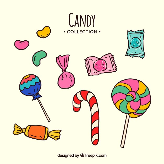 Colección de dulces coloridos en estilo hecho a mano