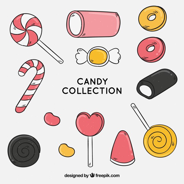 Colección de dulces coloridos en estilo hecho a mano