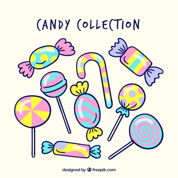Colección de dulces coloridos en estilo hecho a mano