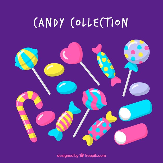 Colección de dulces coloridos en estilo hecho a mano