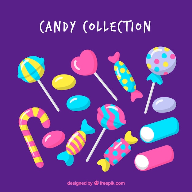 Colección de dulces coloridos en estilo hecho a mano