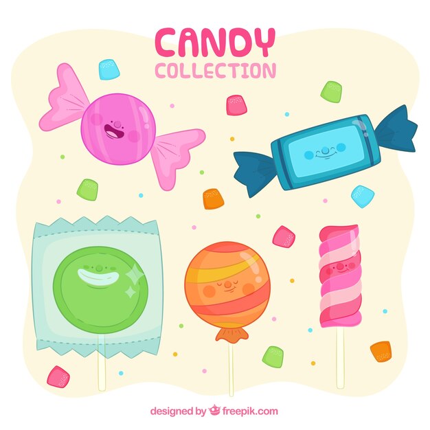 Colección de dulces coloridos en estilo hecho a mano