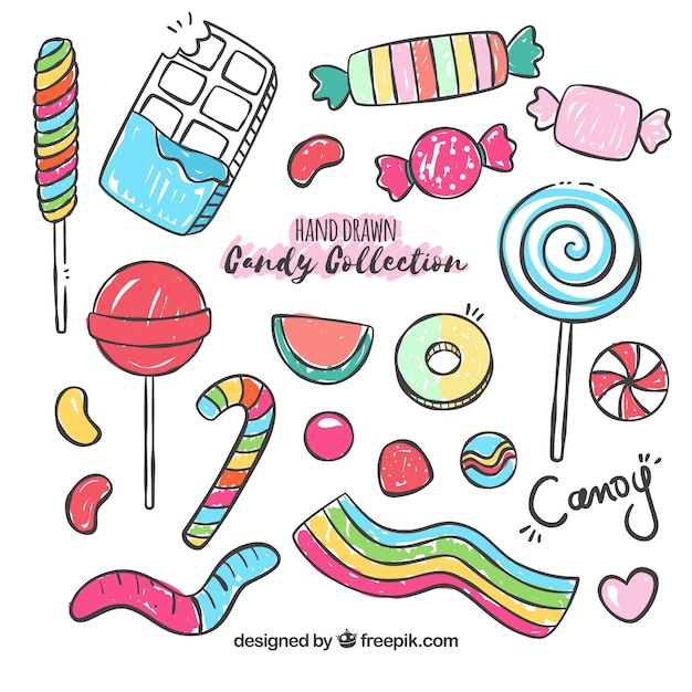 Colección de dulces coloridos en estilo hecho a mano