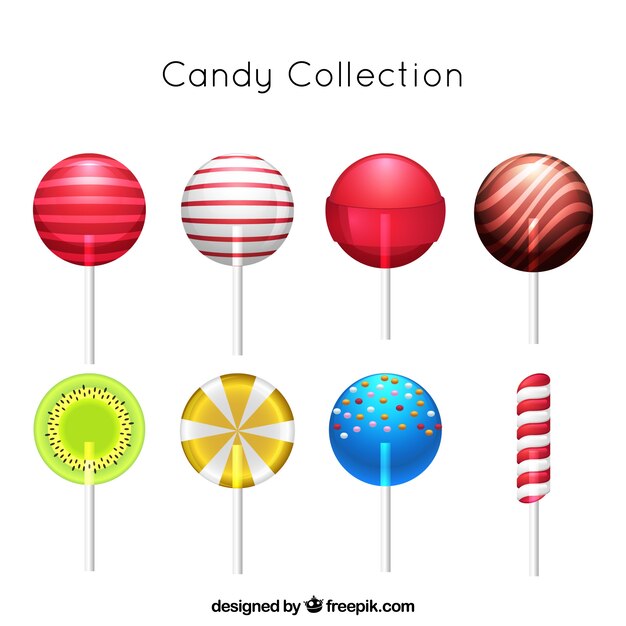 Colección de dulces coloridos en estilo realista