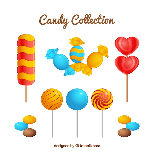 Vector gratuito colección de dulces coloridos en estilo realista