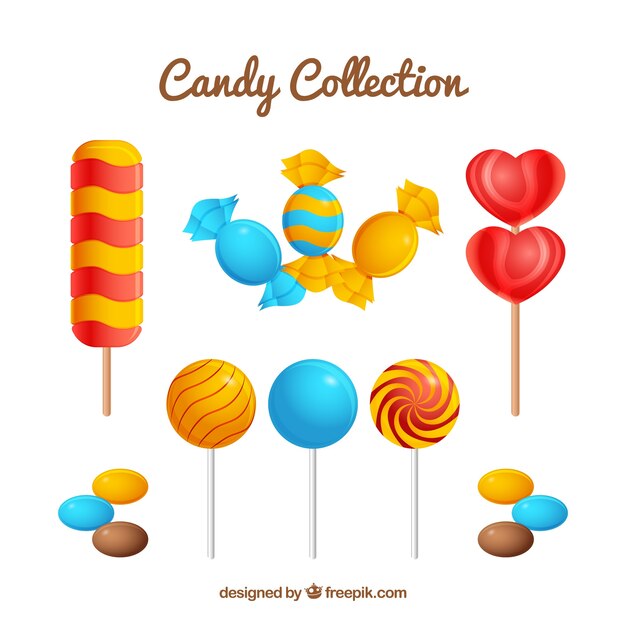 Colección de dulces coloridos en estilo realista