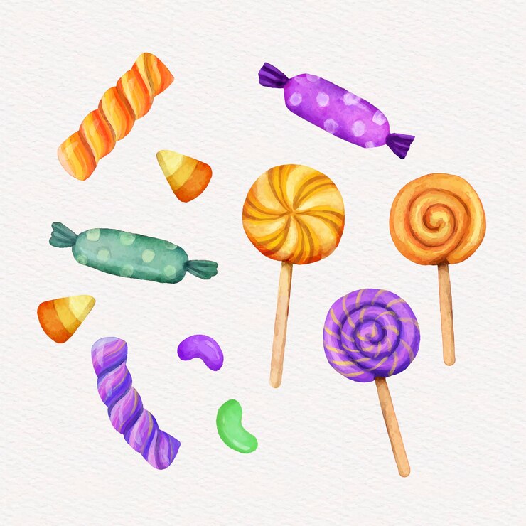 Vector gratuito colección de dulces de halloween en acuarela