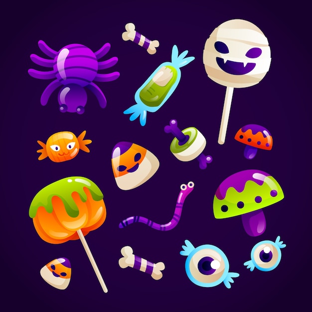 Colección de dulces de halloween degradados