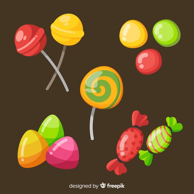 Colección de dulces de halloween dibujados a mano