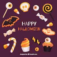 Vector gratuito colección de dulces de halloween