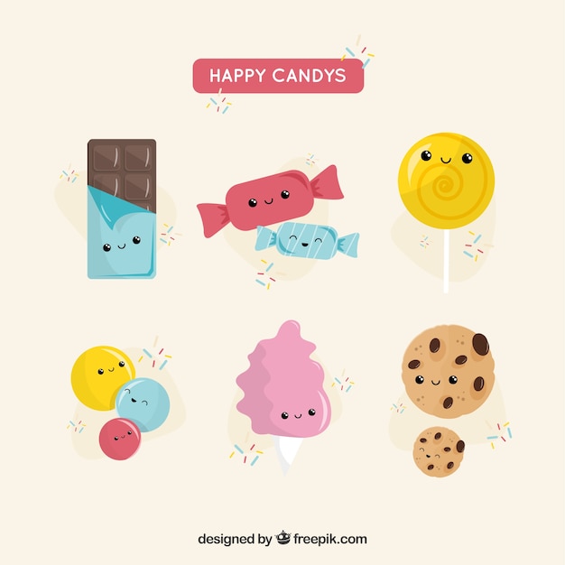 Vector gratuito colección de dulces con lindas caras