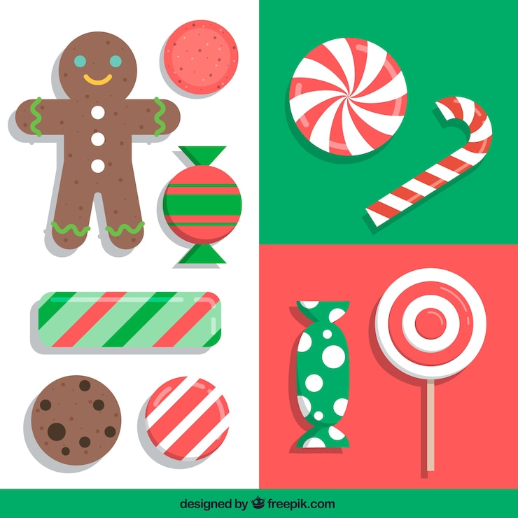 Vector gratuito colección de dulces de navidad