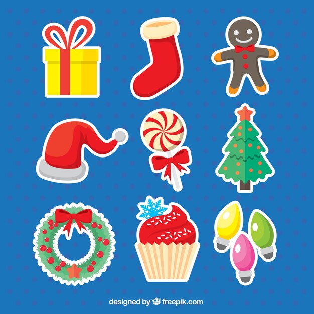 Colección de dulces y ornamentos de navidad 
