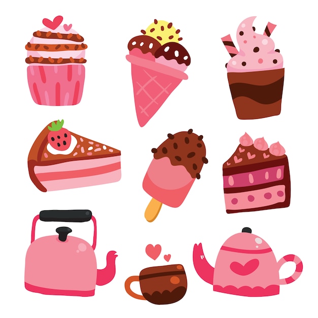 Vector gratuito colección de dulces y postres