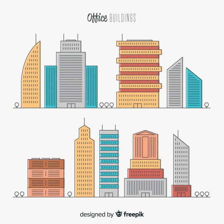 Vector gratuito colección de edificios de oficinas