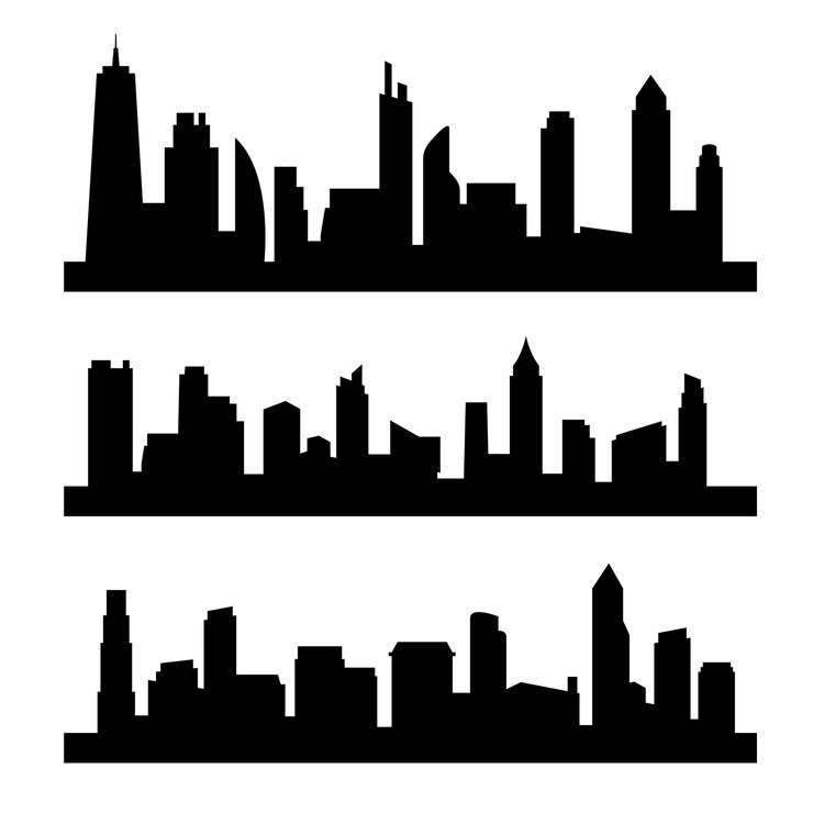 Vector gratuito colección de edificios de rascacielos de fondo capturando la majestuosidad de la ciudad urbana
