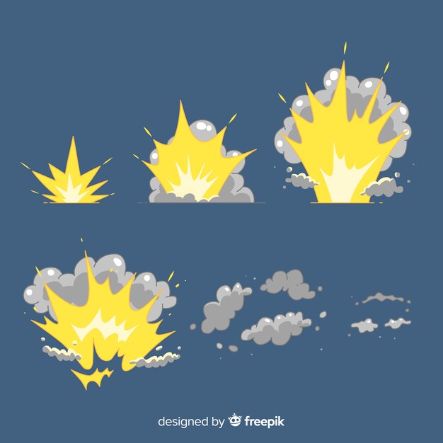 Colección efectos explosión diseño dibujos animados