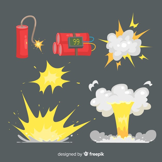 Colección efectos explosión diseño dibujos animados