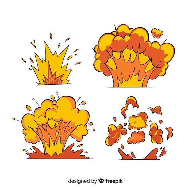 Colección efectos explosión diseño dibujos animados