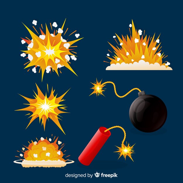Colección efectos explosión diseño dibujos animados