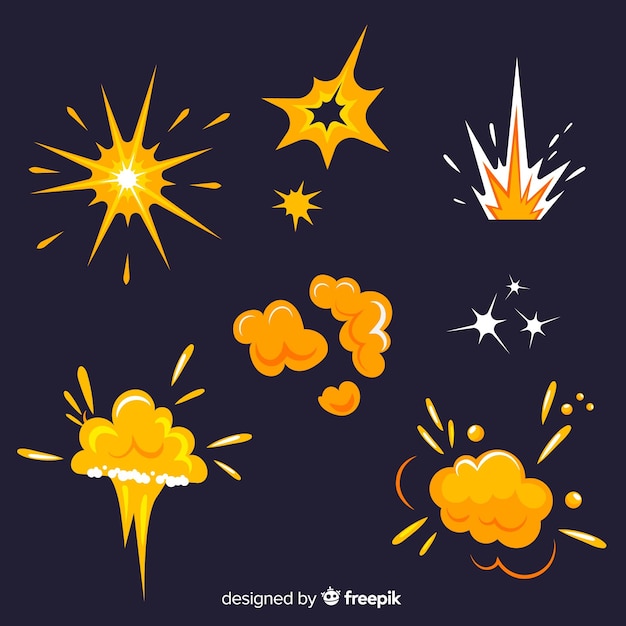 Colección efectos explosión diseño dibujos animados