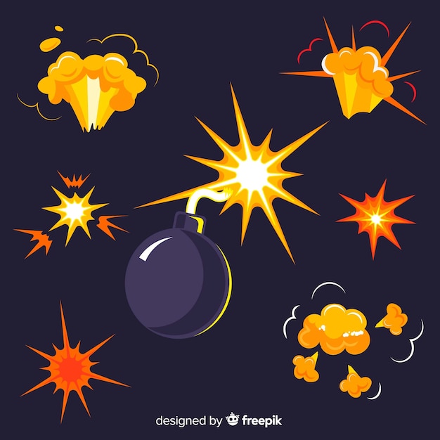 Colección efectos explosión diseño dibujos animados