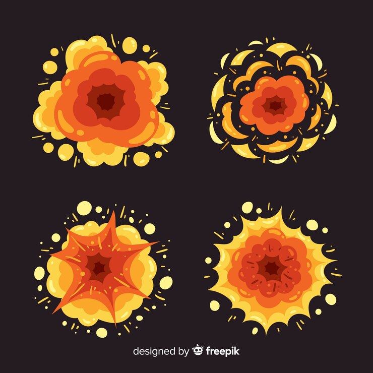 Vector gratuito colección efectos de explosiones dibujos animados