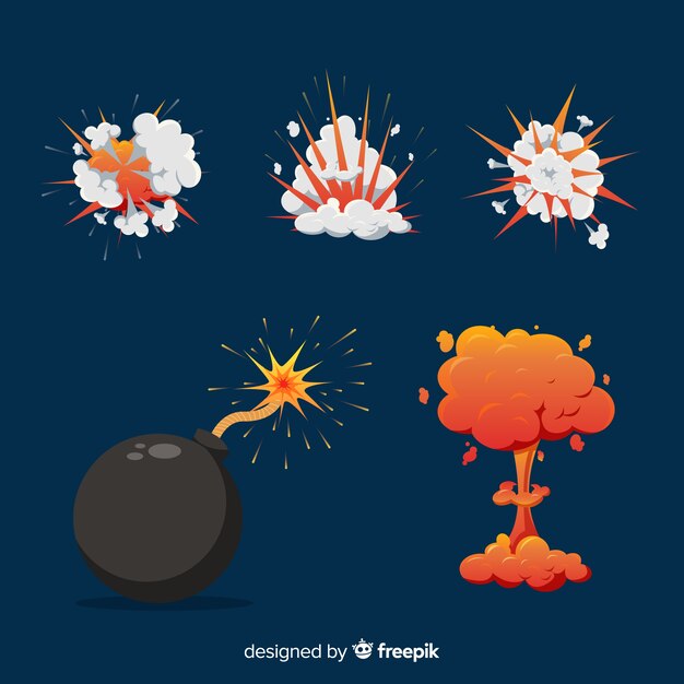 Colección de efectos de explosiones dibujos animados