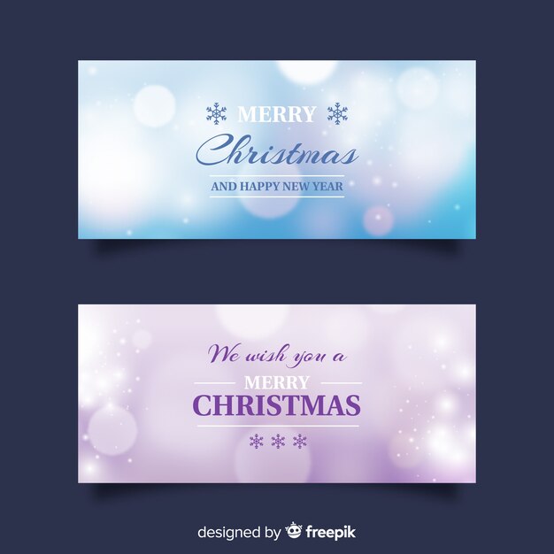 Colección elegante de banners de navidad con fondo borroso